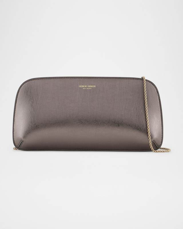 La Prima Large Metallic Leather Clutch Bag